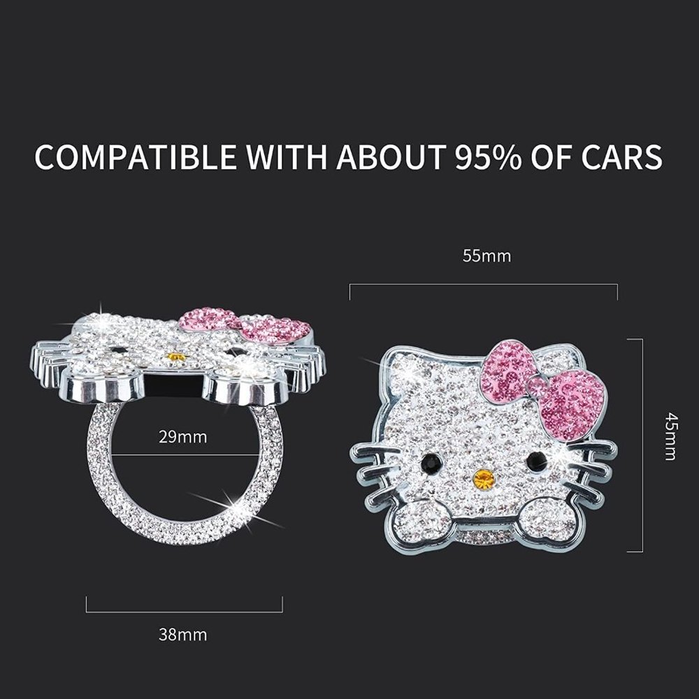 💕NEW Sparkling Bling Swarovski Crystal Silver Hello Kitty Push To Start … - Picture 4 of 7